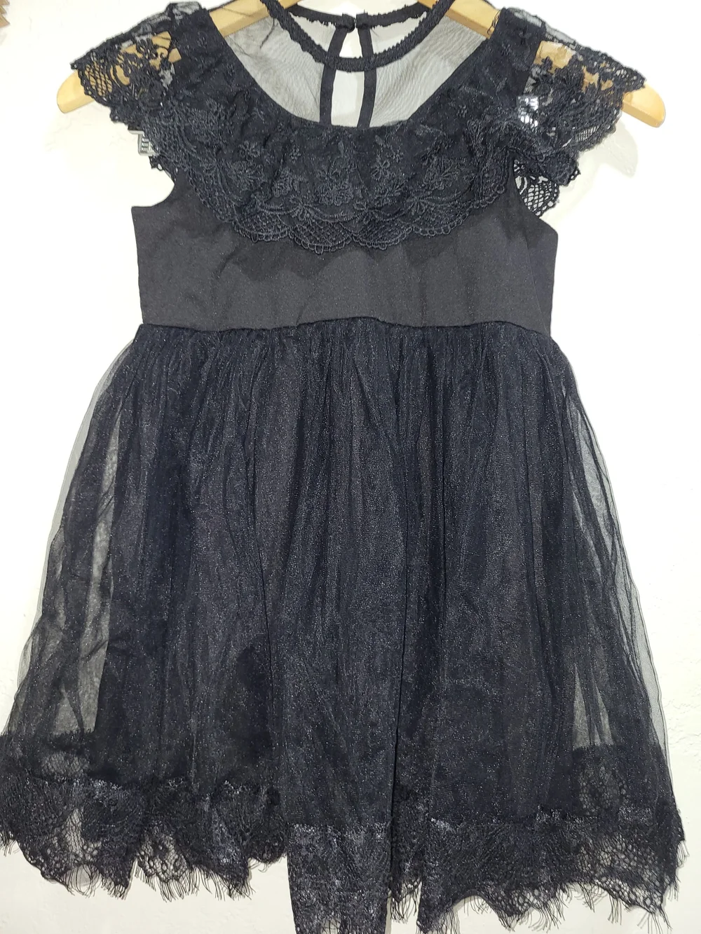 SHEIN Black Lace & Tulle Girls' Formal Dress